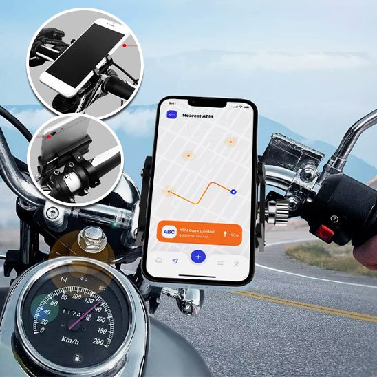 mobile sur guidon moto avec porte telephone pour velo