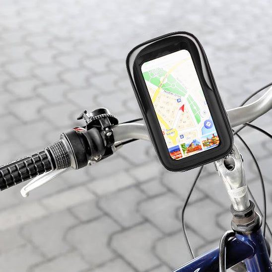 porte telephone velo noir sur bicyclette