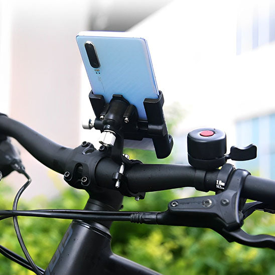 support telephone velo avec smartphone sur guidon