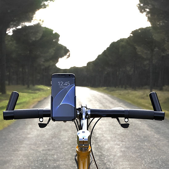 support telephone velo sur bicyclette jaune