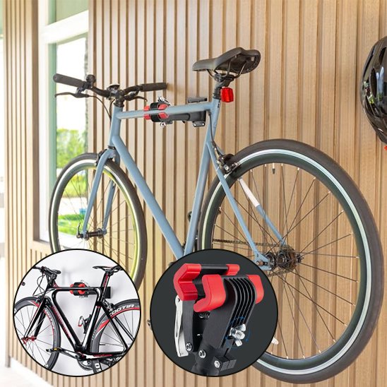 velo gris clair installer horizontalement discretement mur exterieur utilisant petit support velo mural