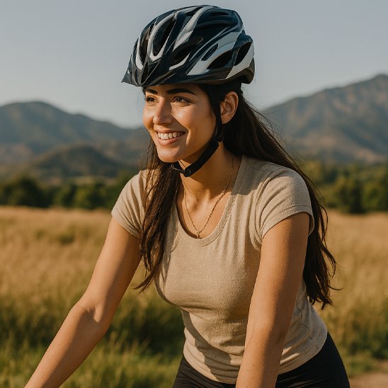 Casque vélo femme sportive