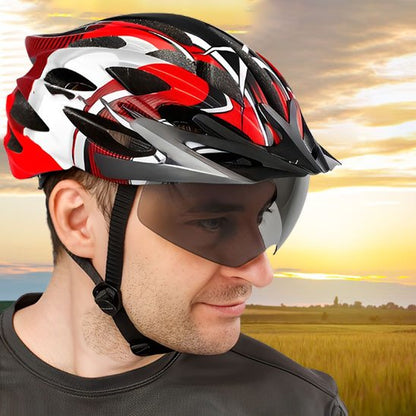 Casque velo visiere rouge noir et blanc