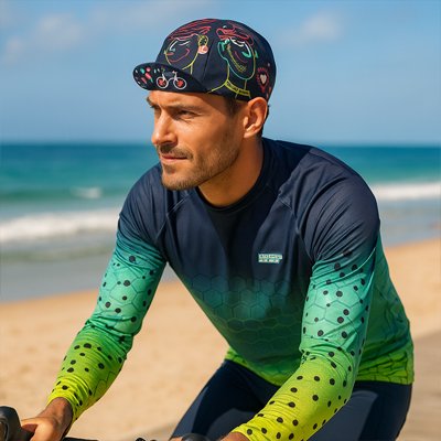 Casquette velo a la plage