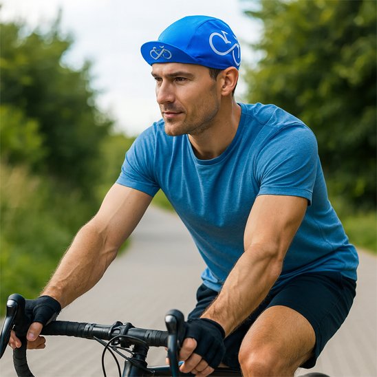 Casquette velo bleue