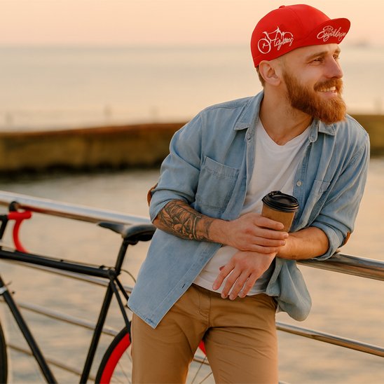 Casquette velo rouge