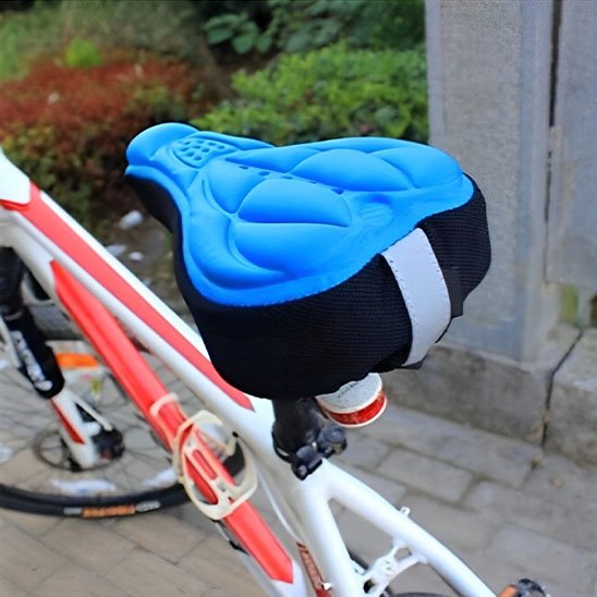 Couvre selle velo bleu et bande réflechissante