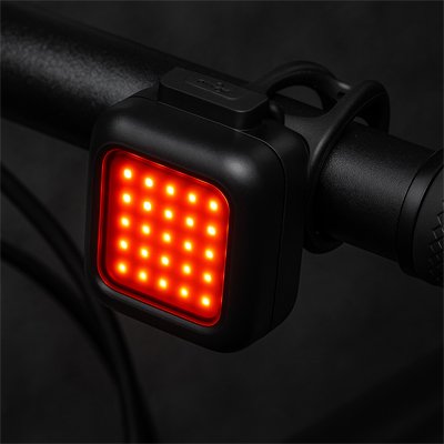Éclairage vélo carré rouge