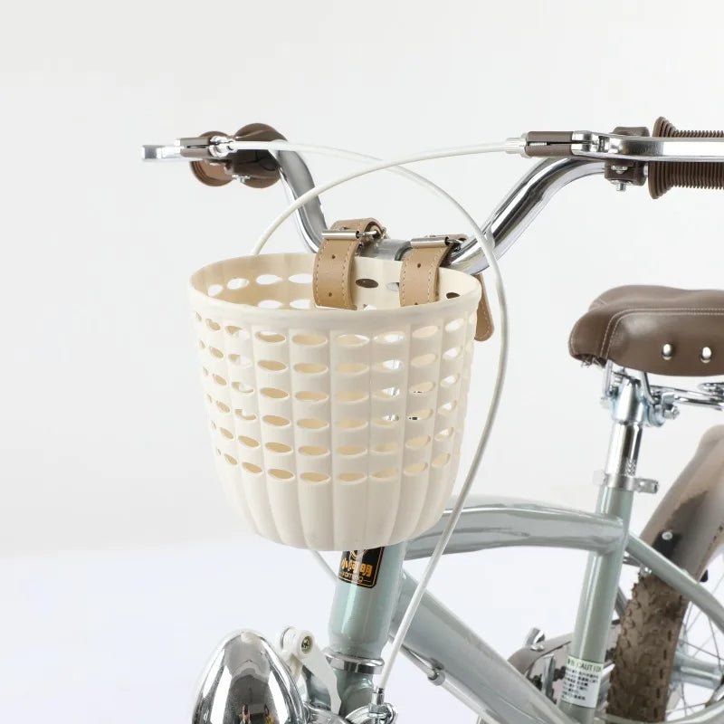 panier a velo beige blanc pour tout petits sur bicyclette microkid