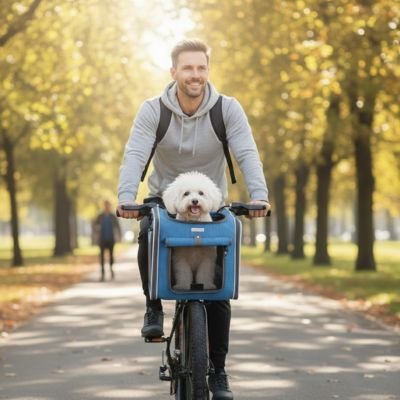 Panier velo pour chien bleu de luxe