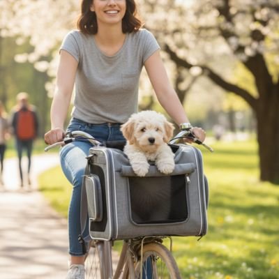 Panier velo pour chien gris de luxe