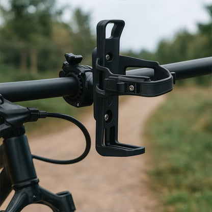 Porte gourde velo en plastique noir sur guidon
