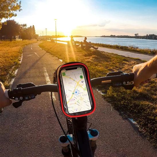 porte telephone velo avec coucher soleil