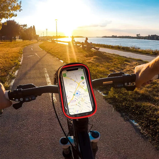 porte telephone velo avec coucher soleil