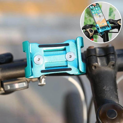 porte telephone pour velo bleu metal contenant mobile blanc sur guidon de velo vue arriere mecanisme