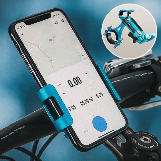 porte telephone pour velo sur guidon avec mobile indiquant trajet