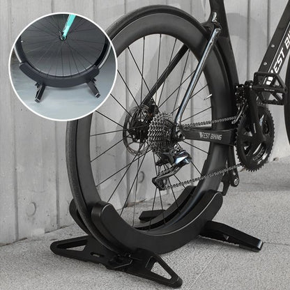 support velo sol discret pour velo roues minces velo route