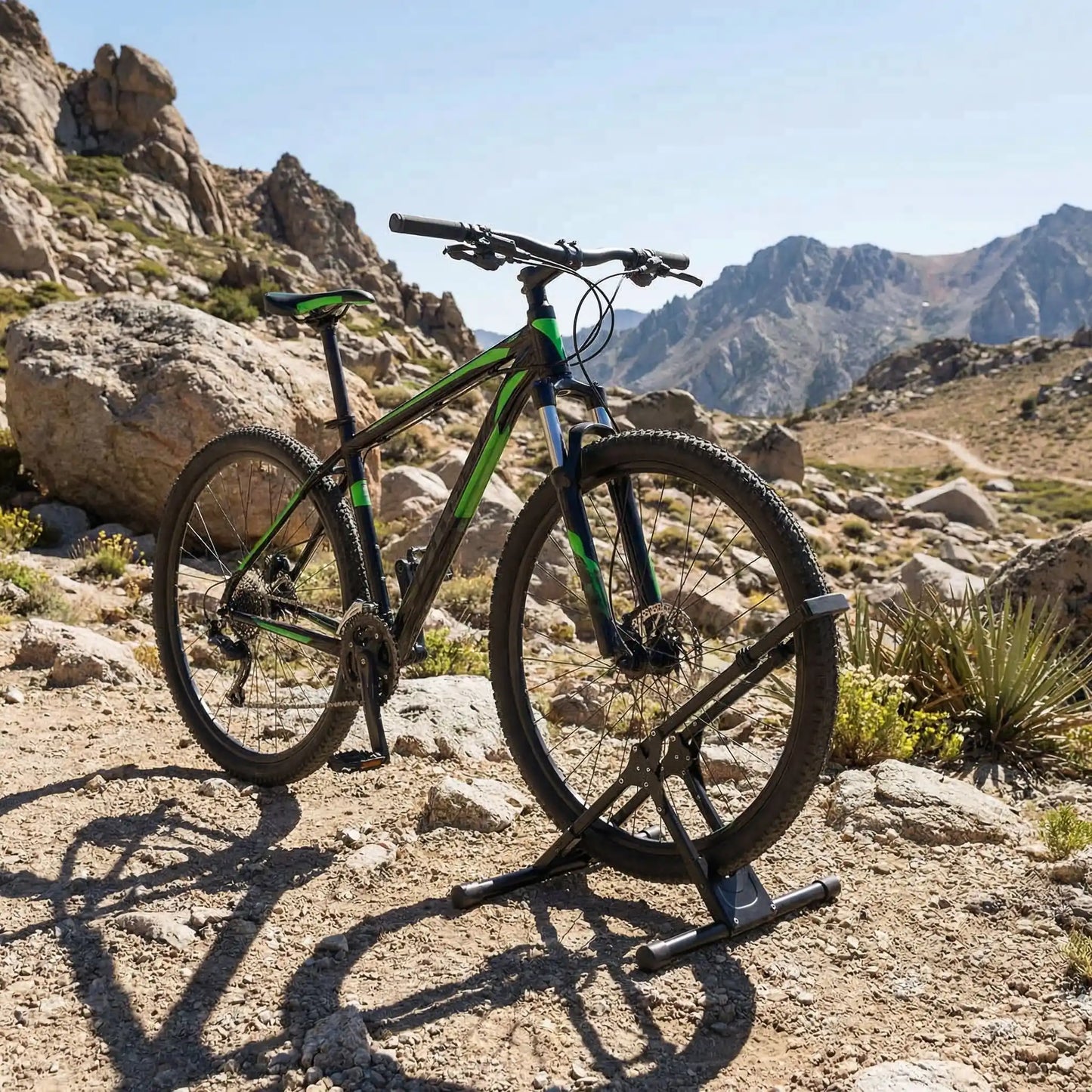 support vélo au sol portatif extérieur vtt