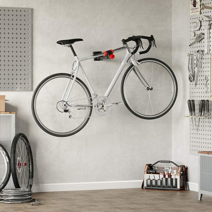 velo_blanc_noir_installer_sur_mur_blanc_horizontalment_avec_support_velo_mural_noir_et rouge